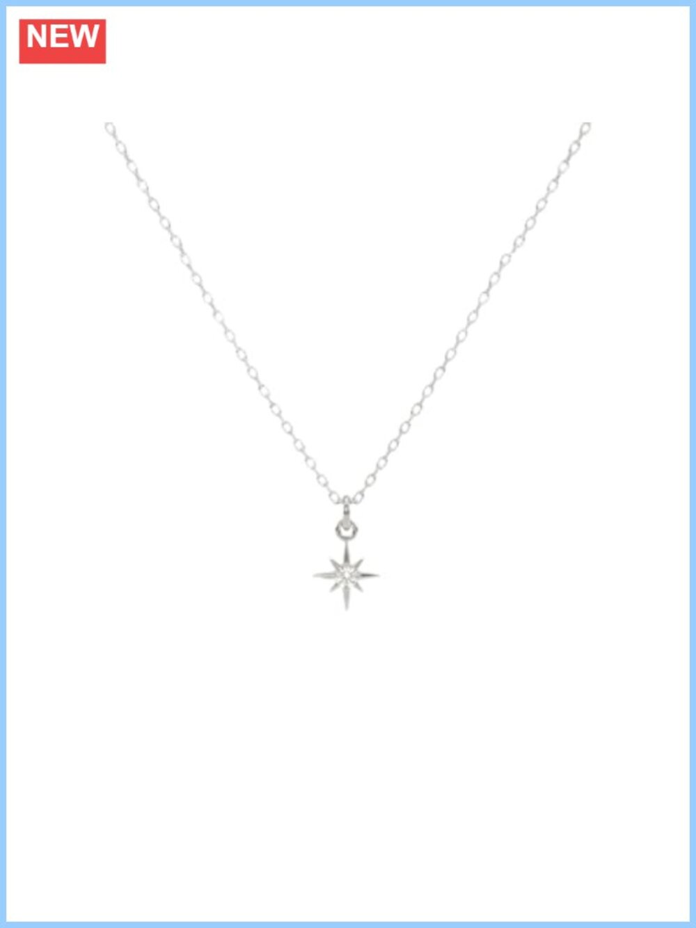 Annika Bella North Star Necklace Cubic Zirconia Pendant Silver Chain Necklace
